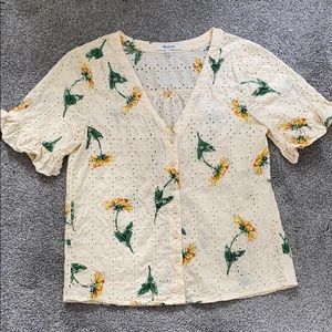 Madewell women’s top with yellow flowers